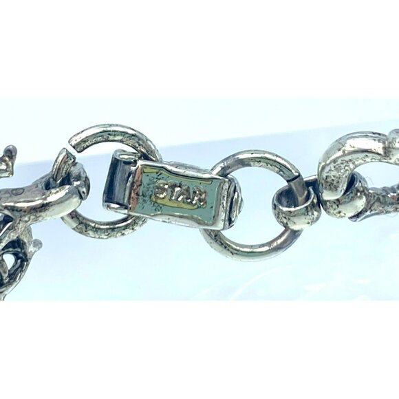 Vintage Star Jewelry Marked Bracelet Faux Pearl Turquoise Rhinestone 7 1/4" long - Picture 4 of 6